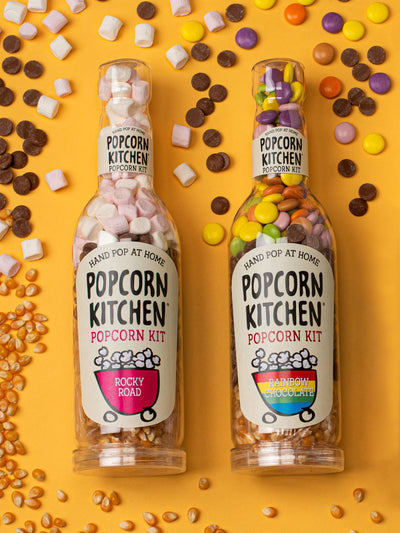 Next Popcorn Kitchen Pop At Home Twin Pack with Rainbow Beans and Rocky Road for Gourmet Chocolate Popcorn- Buy online at McGrocer