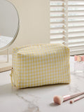 Lemon print and gingham reversible makeup bag 17x24x12cm, UK version