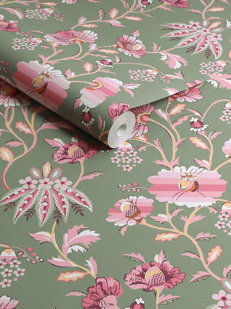 Cath Kidston Friendship Garden sage wallpaper sample A4 - British product