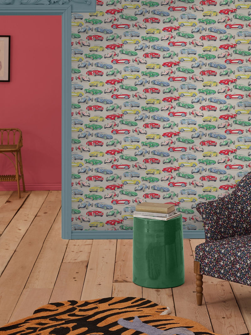 Cath Kidston Multi Vintage Cars A4 wallpaper sample - British product