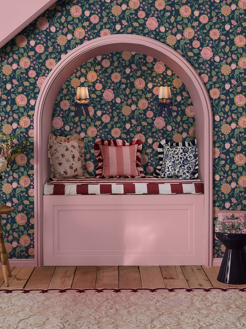 Cath Kidston wallpaper sample Navy Strawberry Garden A4 - British product