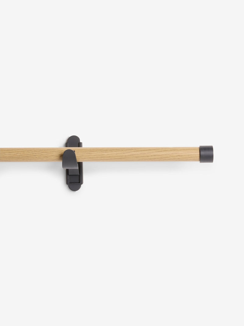 Extendable curtain pole kit black wood effect, imported from the UK