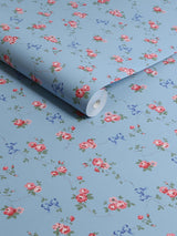 Next Cath Kidston Blue Rose And Bows Wallpaper, 10m x 52cm- Buy online at McGrocer
