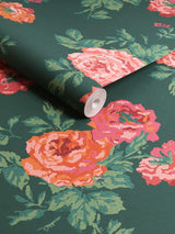 Next Cath Kidston Green Archive Rose 10M Wallpaper- Buy online at McGrocer
