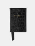 Whistles shiny croc black passport holder, imported from the UK