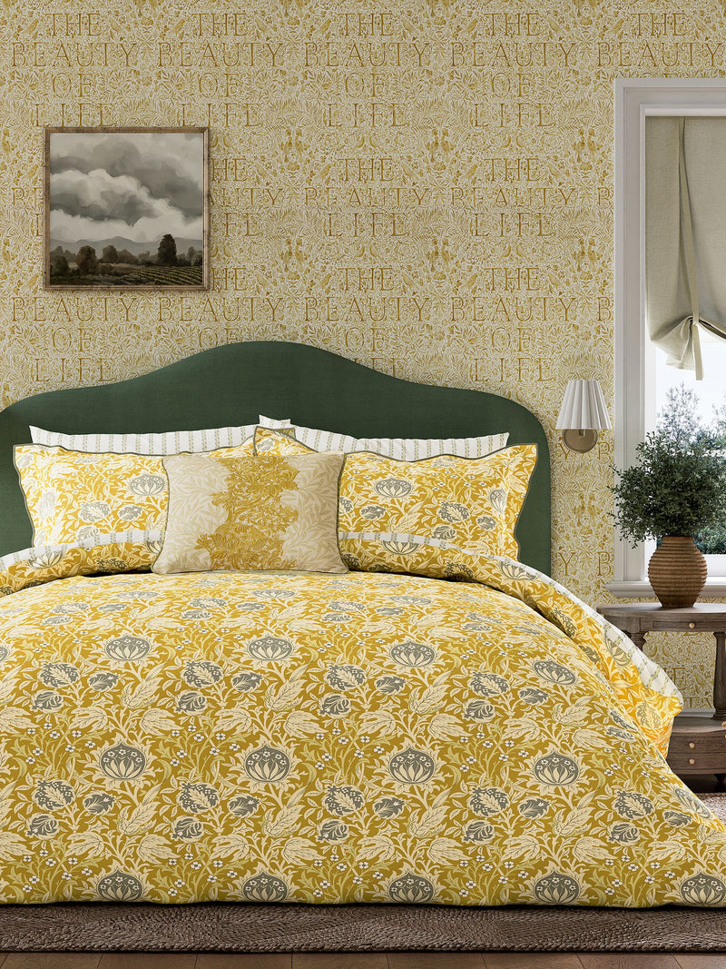 Morris & Co Sunflower Elmcote duvet cover and pillowcase set, imported from the UK