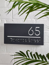 Next Personalised Dark Grey Acrylic House Sign with Silver Mirror Text 20cm x 14cm- Buy online at McGrocer