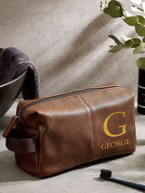 Next Personalised Name & Initial Men's Faux Leather Washbag- Buy online at McGrocer