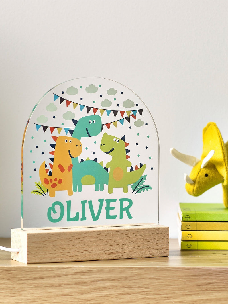 Loveabode personalised dinosaur LED light 16cm, UK version