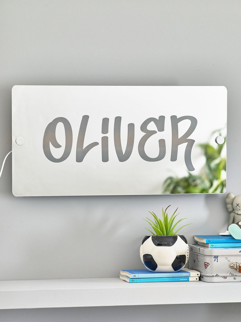 Loveabode personalised LED mirror sign black 55cm, imported from the UK