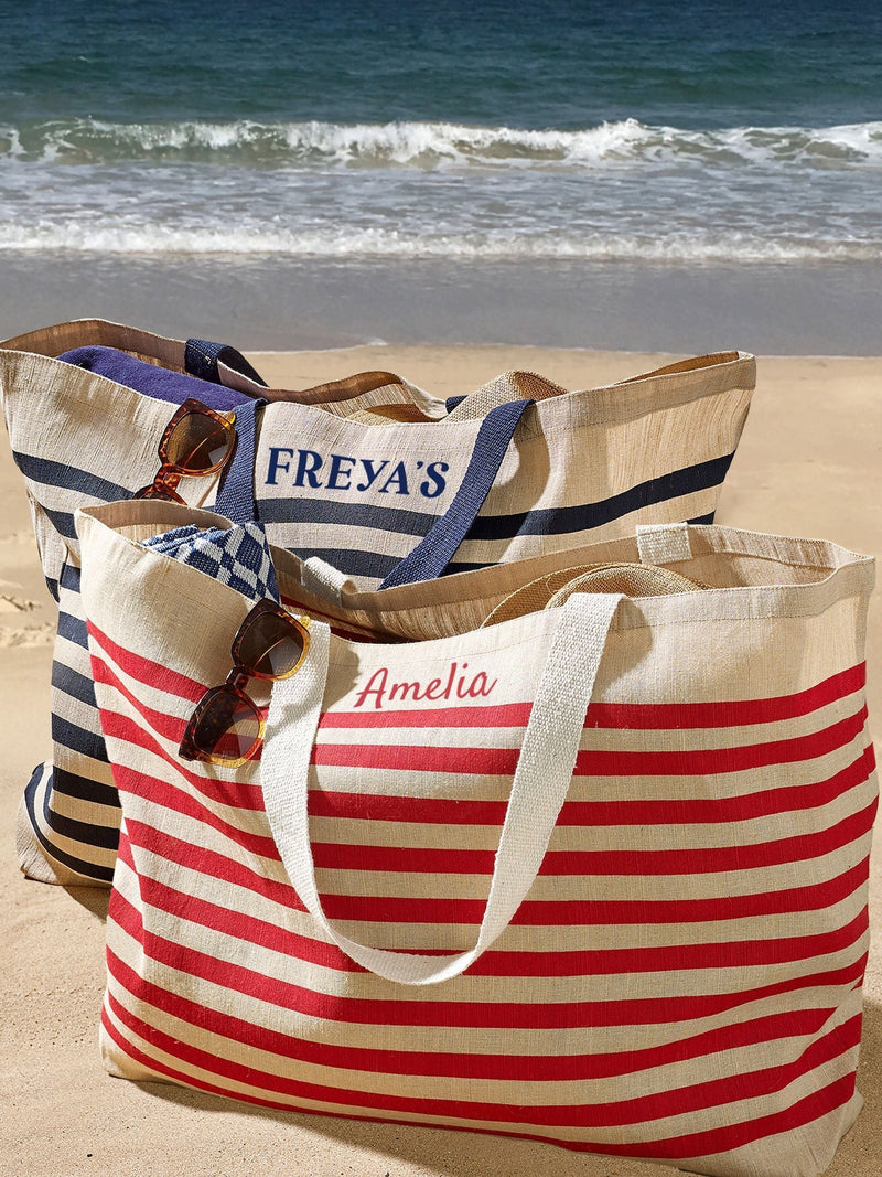 Personalised extra large jute beach bag 52L, UK version