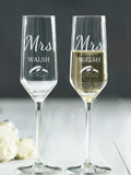 Loveabode personalised champagne ring glasses 7.75oz, imported from the UK