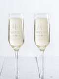 Loveabode personalised champagne flute glasses set of 2, imported from the UK
