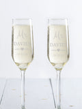 Loveabode personalised champagne flute glasses set of 2, imported from the UK