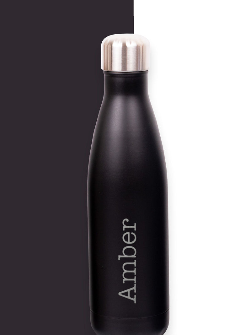 Loveabode personalised black water bottle 500ml, UK version