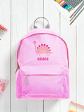 Personalised pink children's backpack with unicorn design 38cm (British brand)