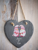 Next Loveabode Grey Personalised Heart Gonk Love Hanging Slate Sign 25cm x 25cm- Buy online at McGrocer