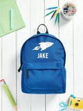 Loveabode backpack blue personalised rocket, UK version