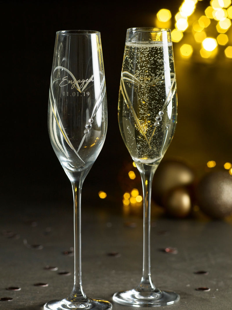 Loveabode personalised heart champagne glasses set of 2 (British brand)