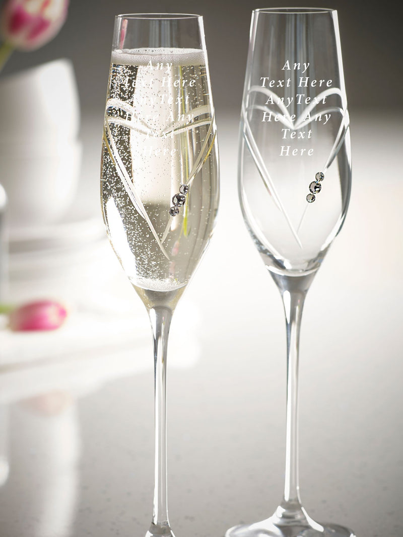 Loveabode personalised heart champagne glasses set of 2 (British brand)