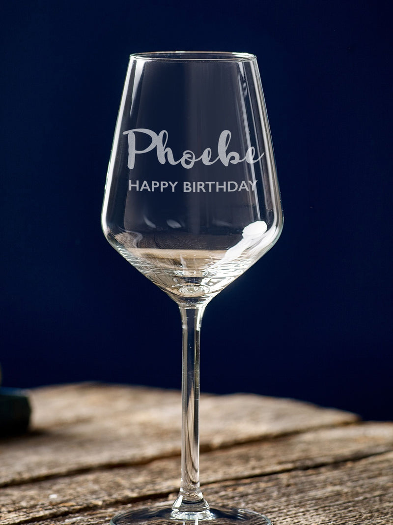 Loveabode personalised birthday wine glass 13oz 37cl, imported from the UK