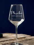 Loveabode personalised birthday wine glass 13oz 37cl, imported from the UK