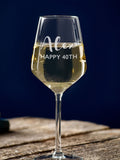 Loveabode personalised birthday wine glass 13oz 37cl, imported from the UK