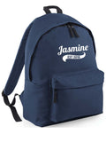 Personalised navy children's backpack with name and year - British product