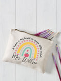 Personalised teacher pencil case cotton canvas, imported from the UK