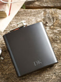 Loveabode personalised hip flask in matte black, UK version