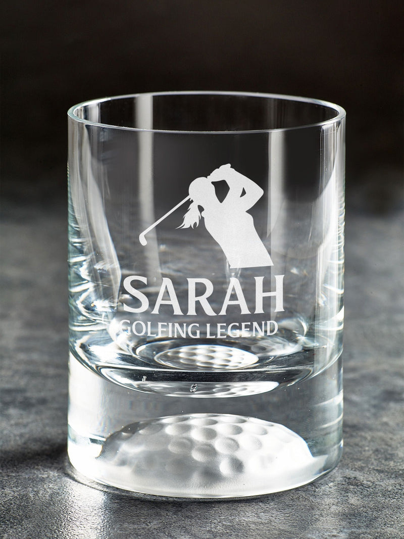 Loveabode personalised golf silhouette whisky tumbler 8oz, imported from the UK