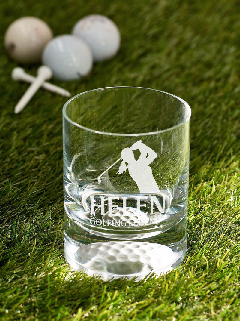 Loveabode personalised golf silhouette whisky tumbler 8oz, imported from the UK