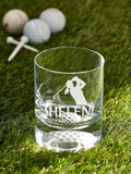 Loveabode personalised golf silhouette whisky tumbler 8oz, imported from the UK