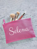 Personalised pink grab-pouch makeup bag, UK version