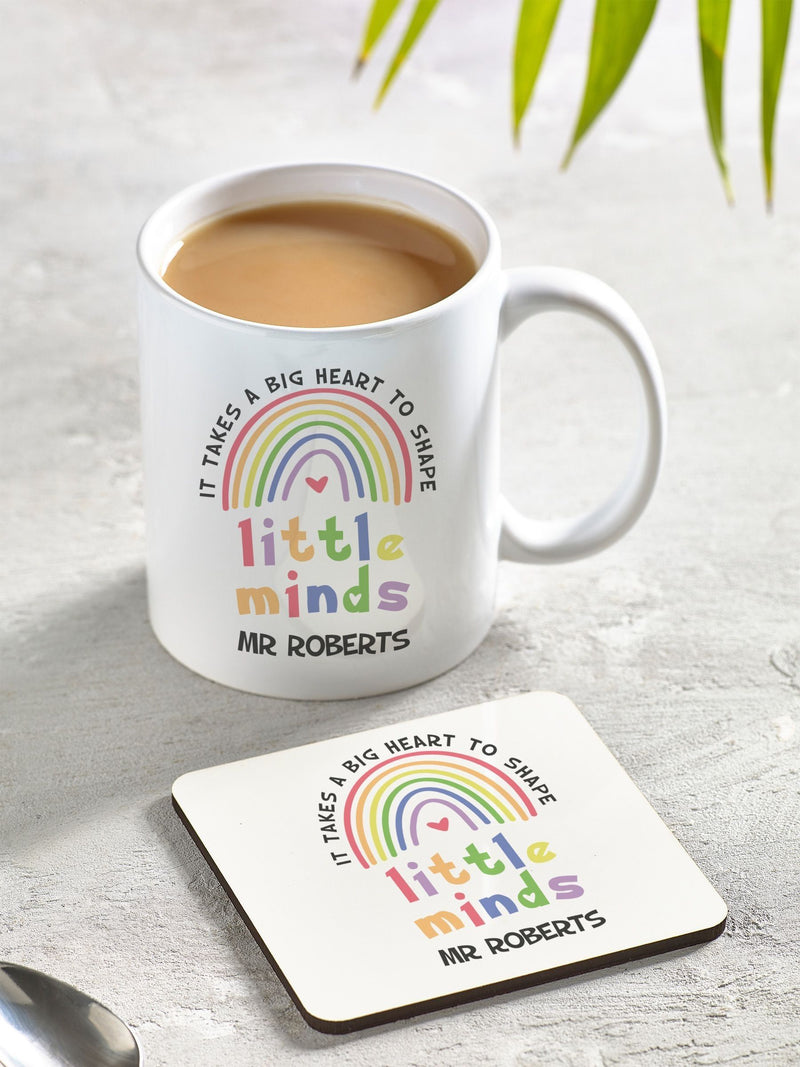 Loveabode Personalised Teachers Rainbow Mug and Coaster Set 11oz, UK version