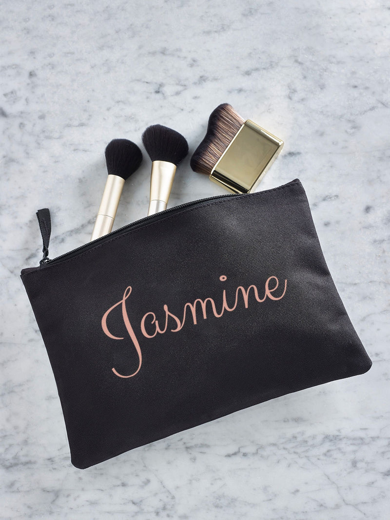 Personalised black polyester grab pouch 19x28cm (British brand)