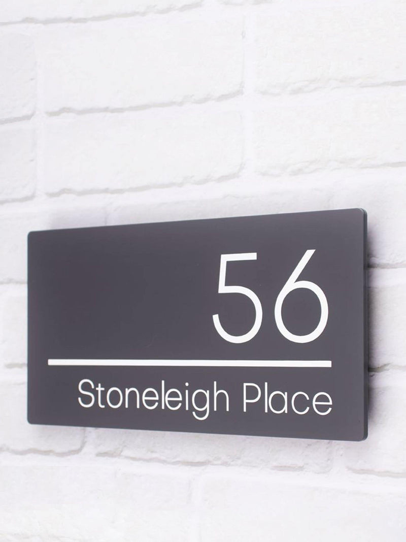 Modern acrylic house sign 30x15cm matte finish (British brand)