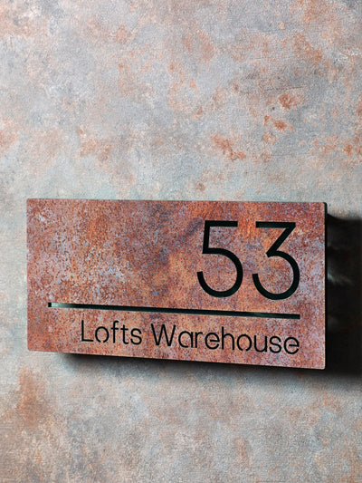 Next Personalised Rusty Metal Effect House Sign 30cm- Buy online at McGrocer