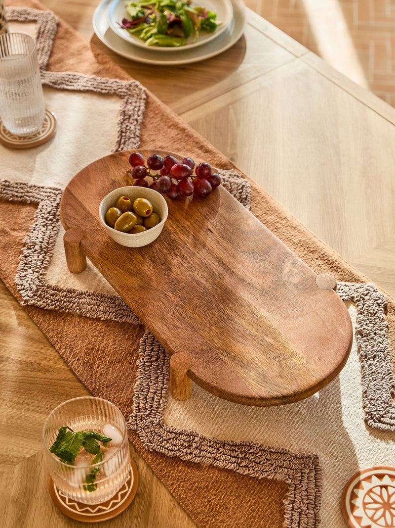 Wood footed medium serving board, imported from the UK