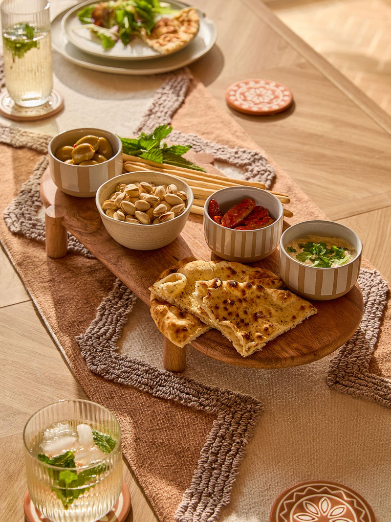 Wood footed medium serving board, imported from the UK