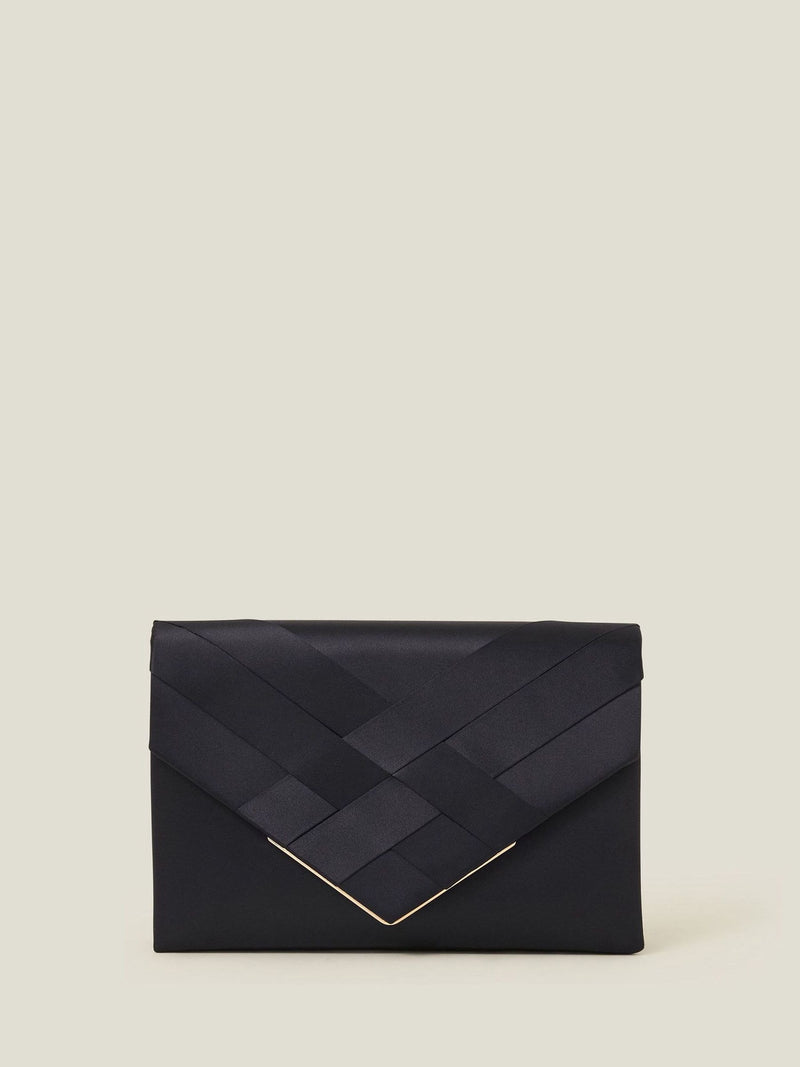 Accessorize blue woven satin envelope clutch bag - British product