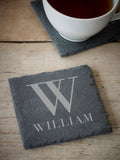 Personalised slate coaster with initial and name - British product