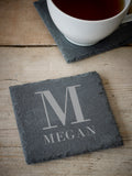 Personalised slate coaster with initial and name - British product
