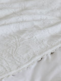 Shabby Chic white floral matelasse throw 150x200cm, imported from the UK