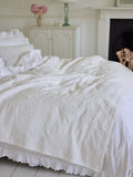 Shabby Chic white floral matelasse throw 150x200cm, imported from the UK