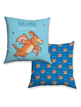 Next Star Editions Personalised Up and Off He Flew Zog 100% Cotton Cushion 40x40cm- Buy online at McGrocer