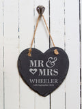 Slate heart personalised wedding gift 15cm (British brand)