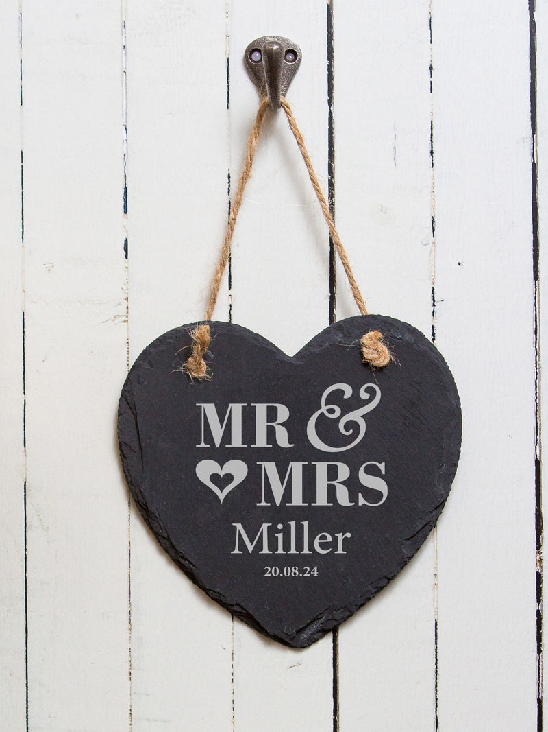 Slate heart personalised wedding gift 15cm (British brand)