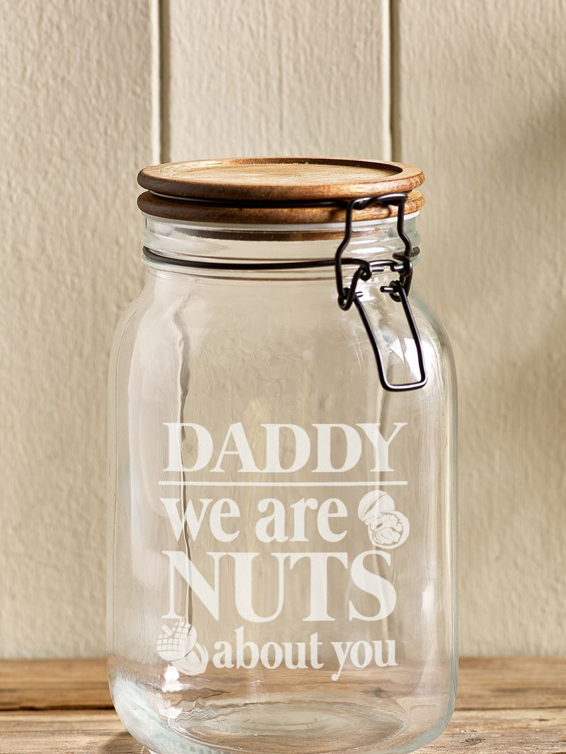 Personalised glass nut jar 1500ml, UK version