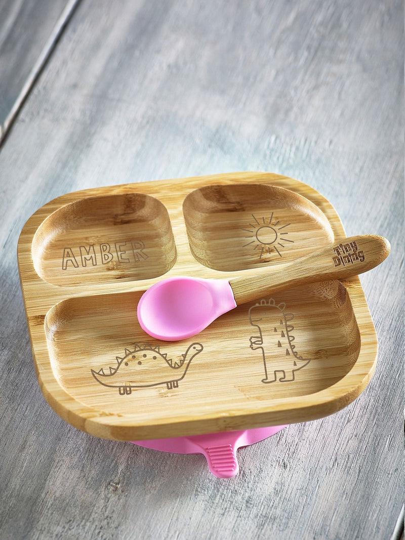 Loveabode personalised wooden feeding plate (British brand)